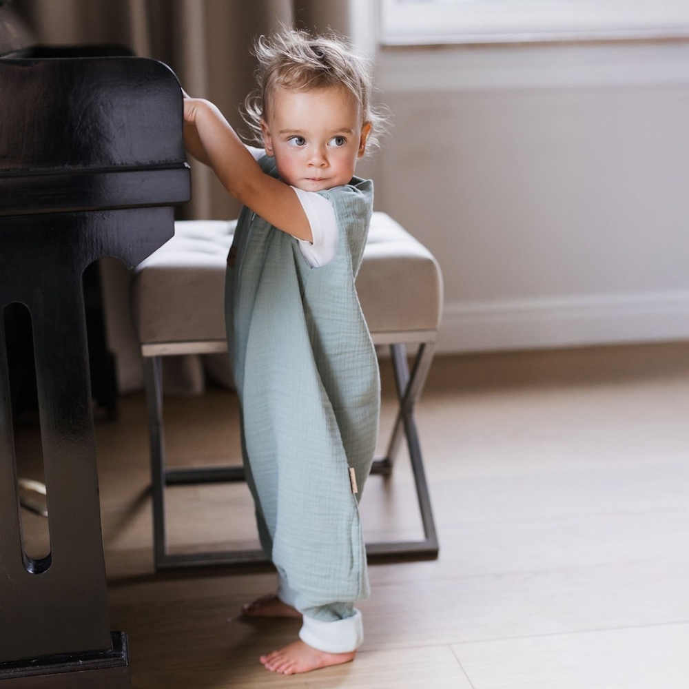 Miegmaišis su kojomis iš muslino, 0,5 TOG, „Malaga“, 1–2 m., mėtų spalvos